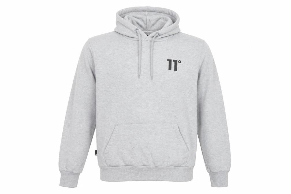 11 Degrees Mens Grey Pullover Hoodie Small Regular Fit