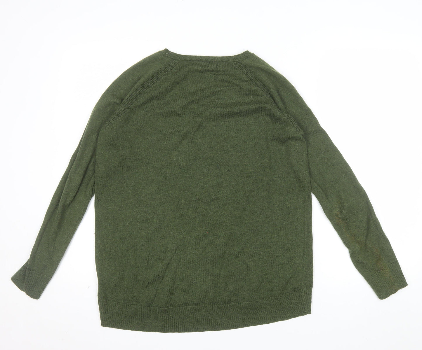 Gap Men's Green V-Neck Wool Blend Pullover Jumper Size S