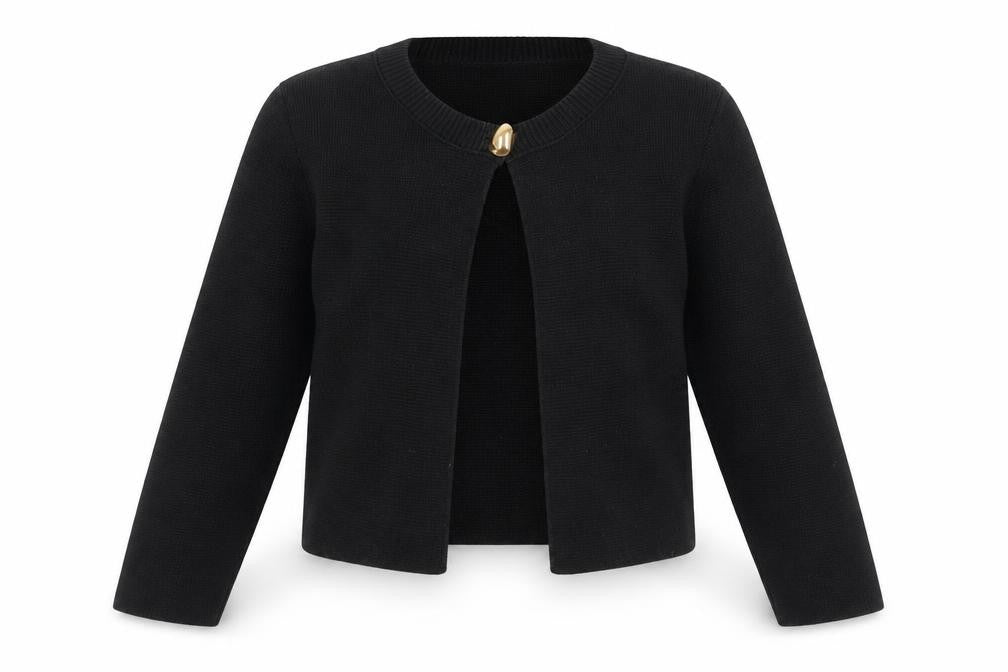 Zara Women’s Black Knit Cardigan M Crew Neck Long Sleeve Classic