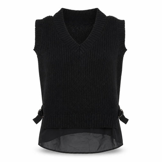 Next Women's Black Chunky V-Neck Knit Sleeveless Vest Jumper Size M