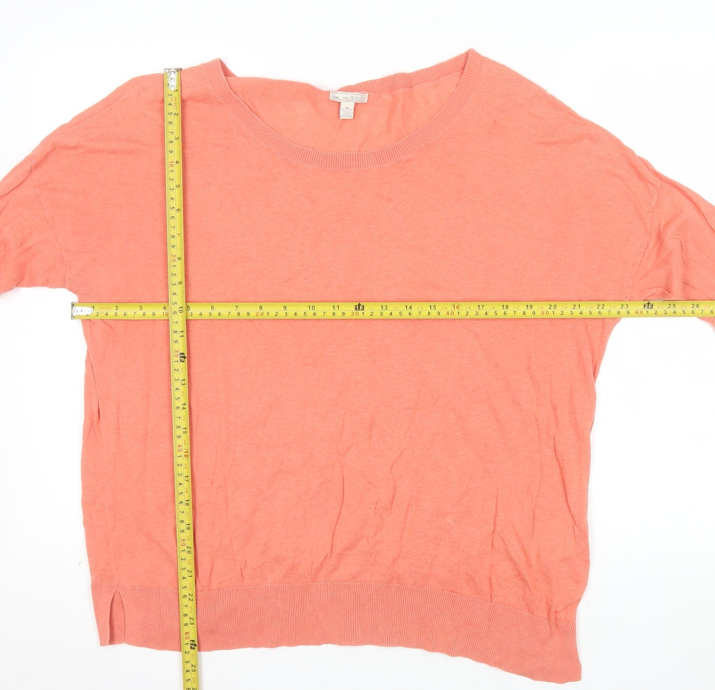 Gap Women’s Pink Linen Cotton 3/4 Sleeve Crew Neck Jumper Medium
