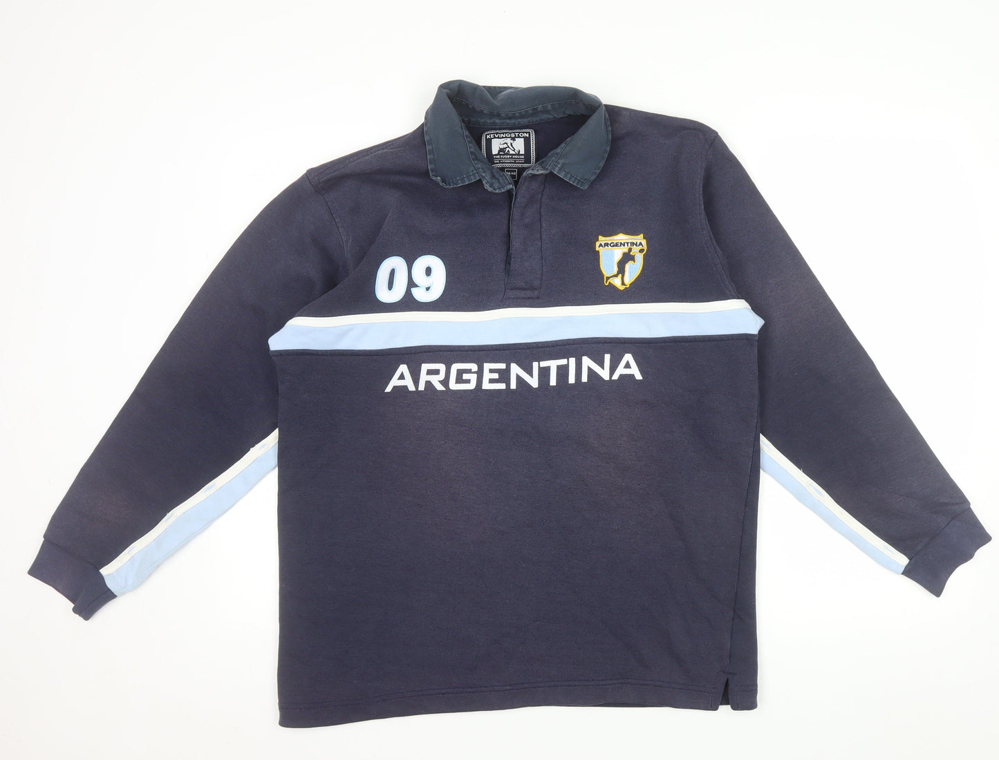 Kevingston Men's Blue Argentina Rugby Collared Sweatshirt M