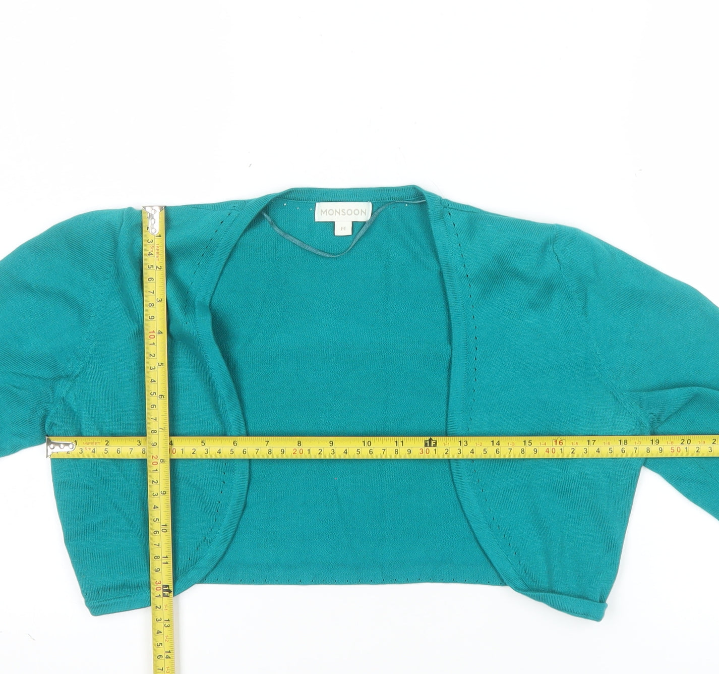 Monsoon Womens Green Cotton Shrug Cardigan M