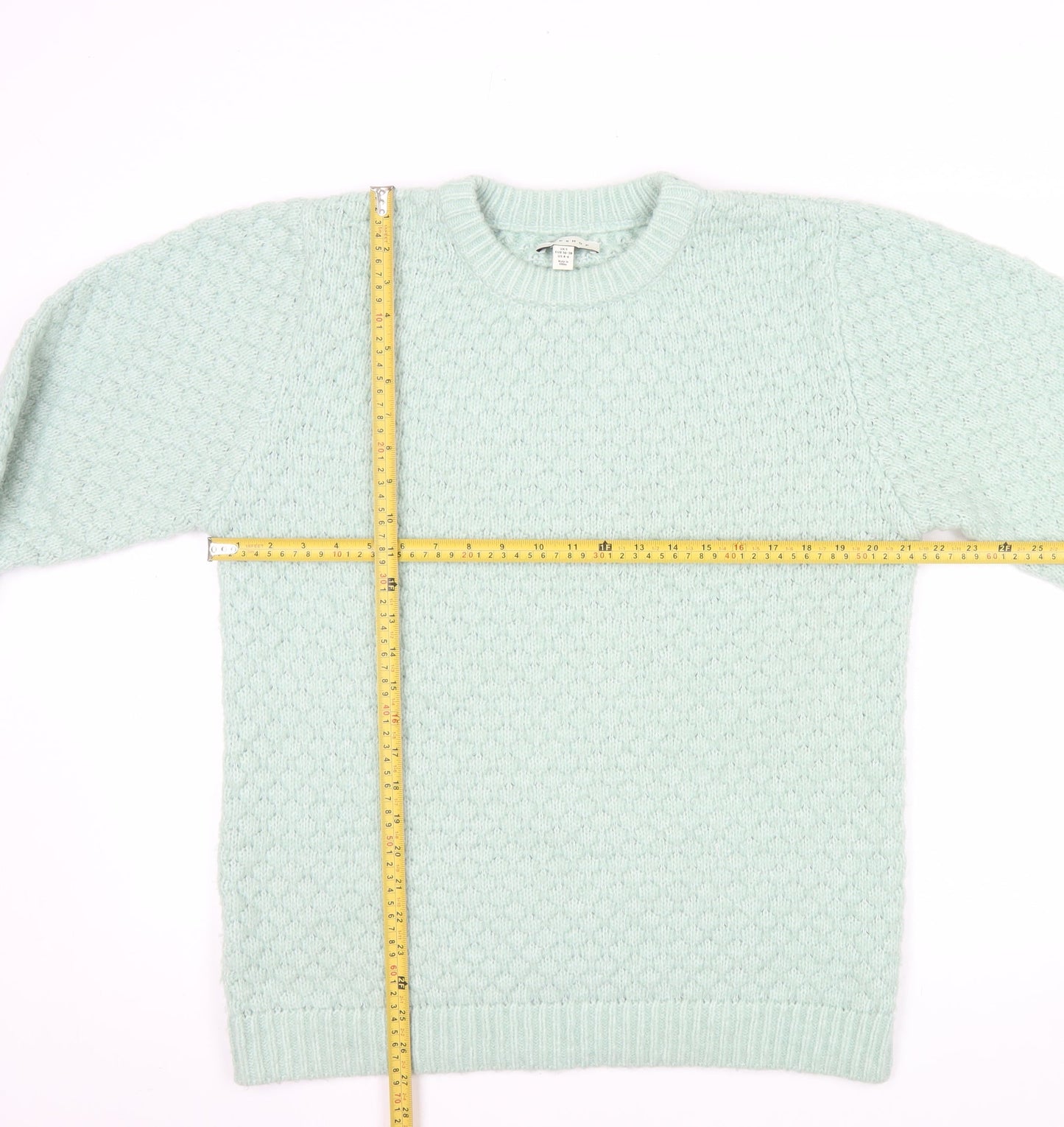 Topshop Women’s Green Knit Crew Neck Jumper Size S UK 8-10