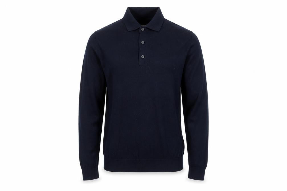 Marks & Spencer Autograph Men's Black Merino Wool Long Sleeve Polo M