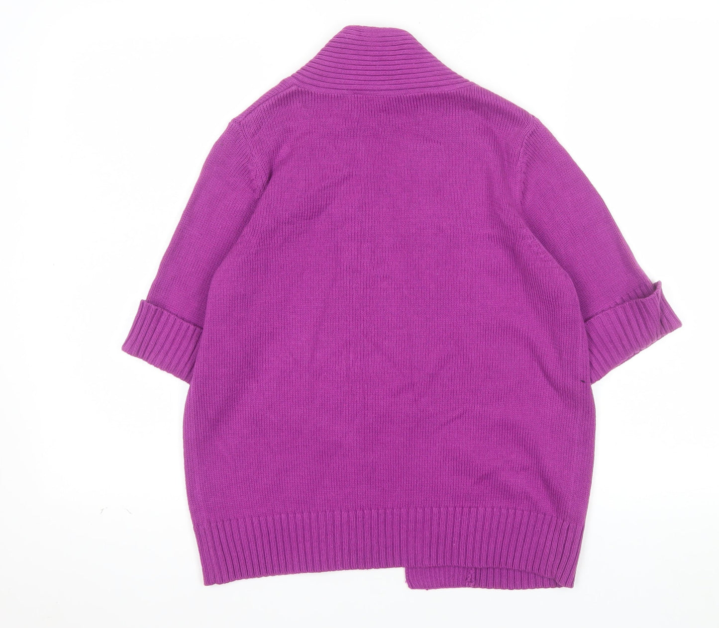 BHS Women Magenta Cotton Blend Open Cardigan Size 10 Short Sleeve