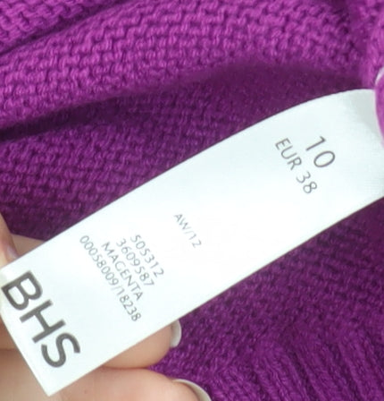 BHS Women Magenta Cotton Blend Open Cardigan Size 10 Short Sleeve