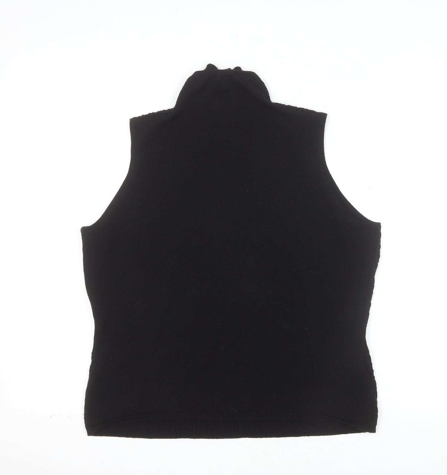 Rocha.John Rocha Women's Black Merino Wool Sleeveless Roll Neck Knit Top Size M
