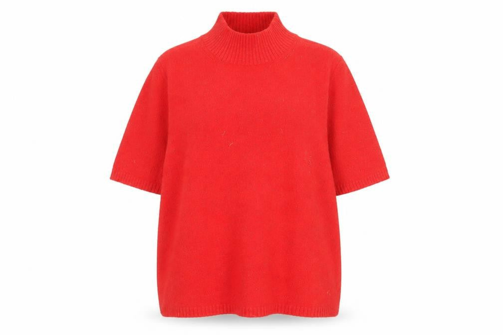 Marks & Spencer Women's Red Mock Neck Short Sleeve Jumper XL