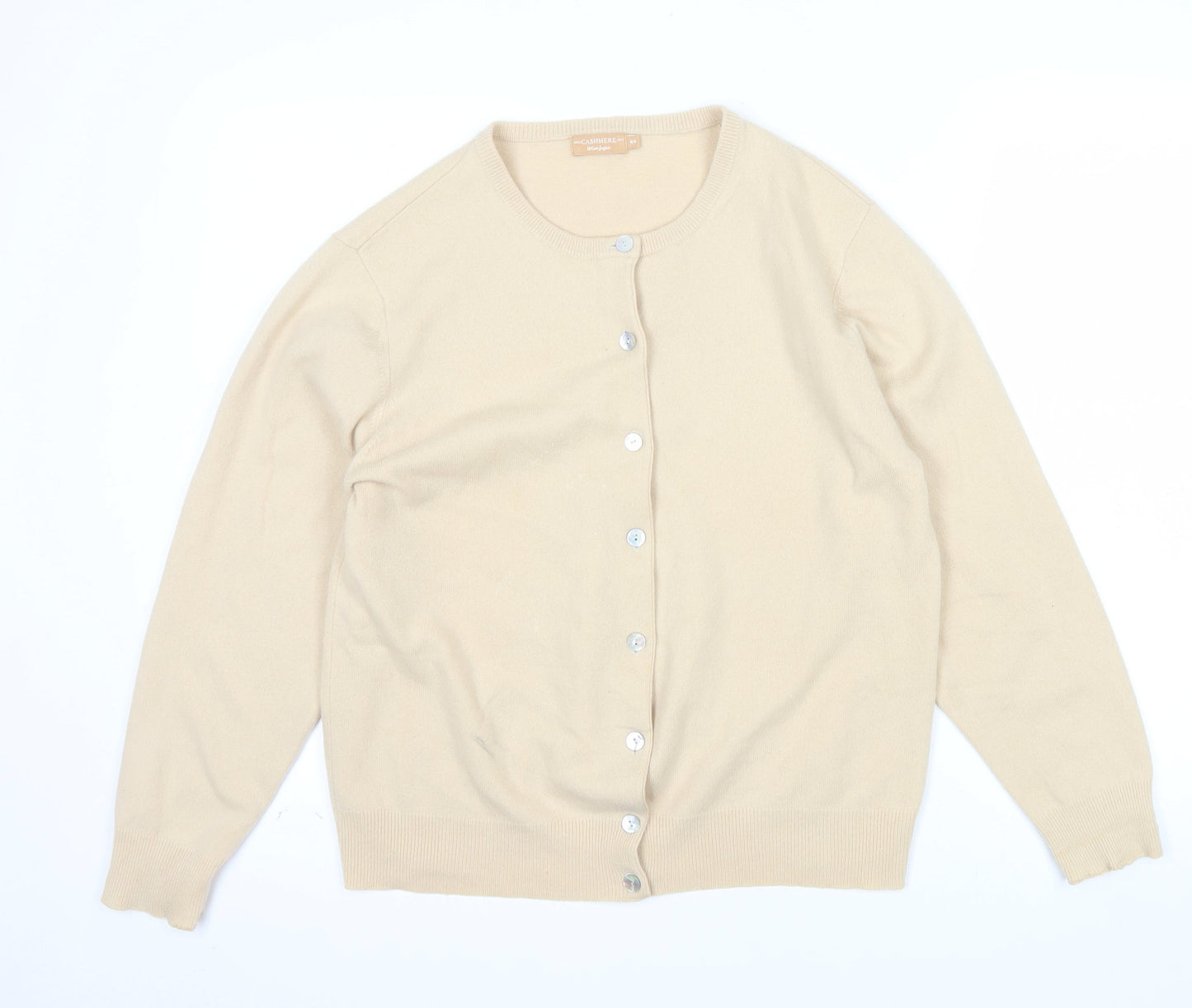 El Corte Inglés Women Beige 100% Cashmere Cardigan Size 16