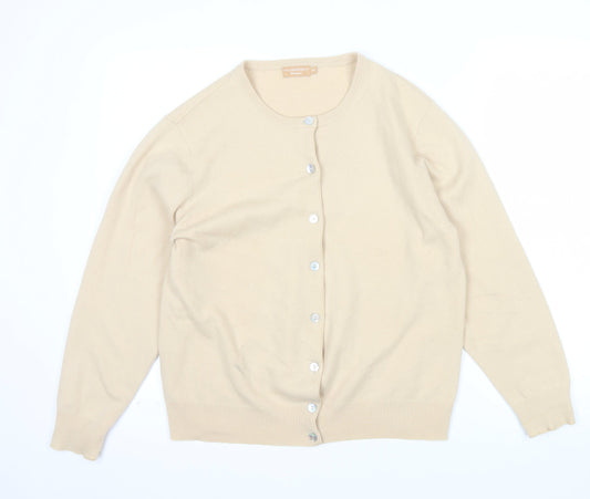 El Corte Inglés Women Beige 100% Cashmere Cardigan Size 16