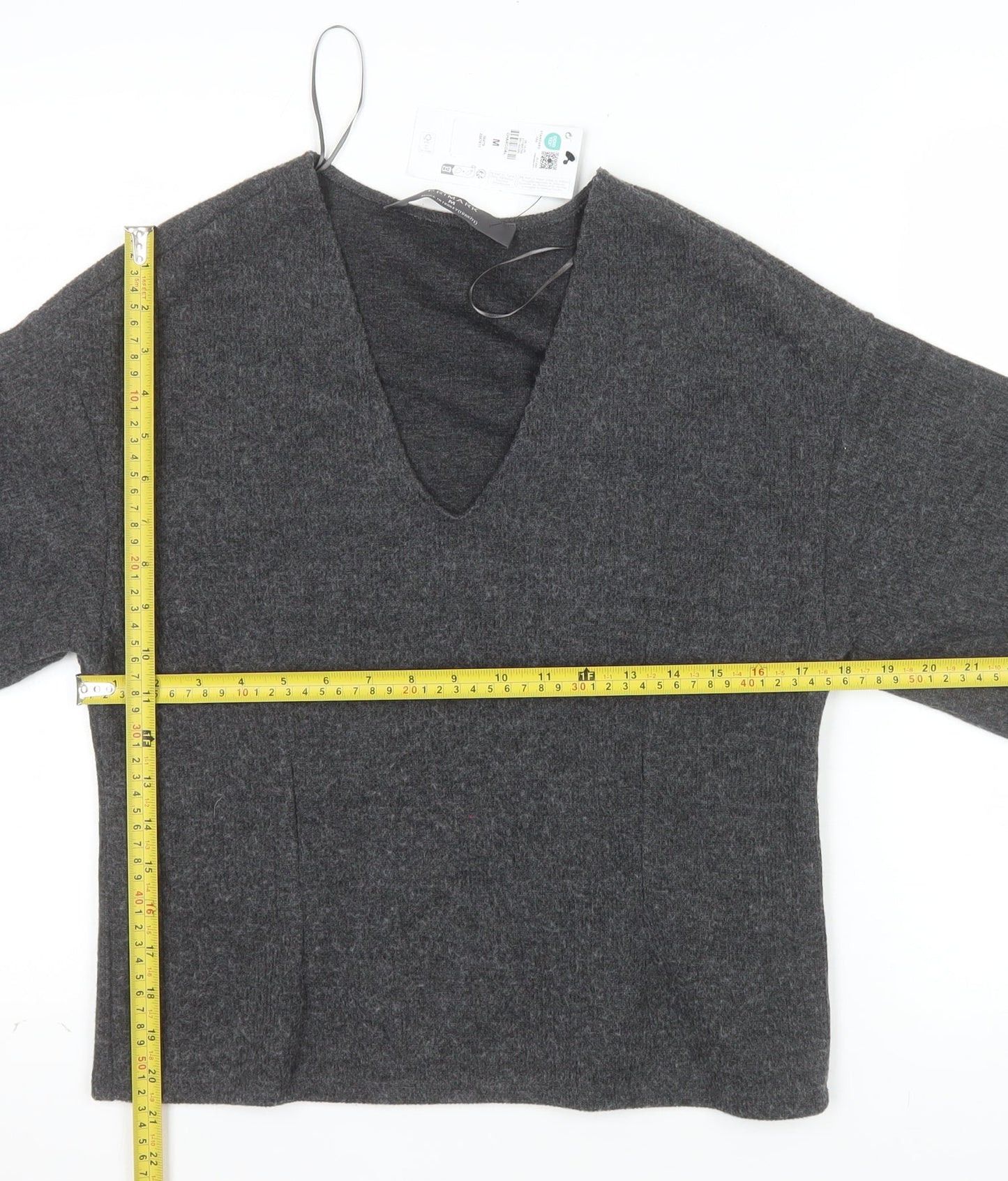 Primark Womens Grey V-Neck Knit Pullover Jumper Size M