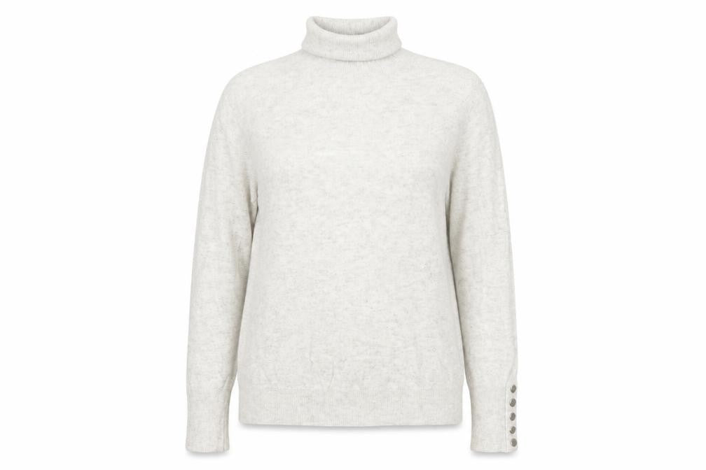 Mint Velvet Women Grey Roll Neck Long Sleeve Cotton Cashmere Jumper L