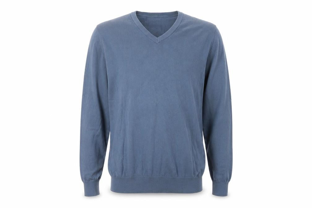 Marks & Spencer Men's Blue XL V-Neck Cotton Pullover Jumper