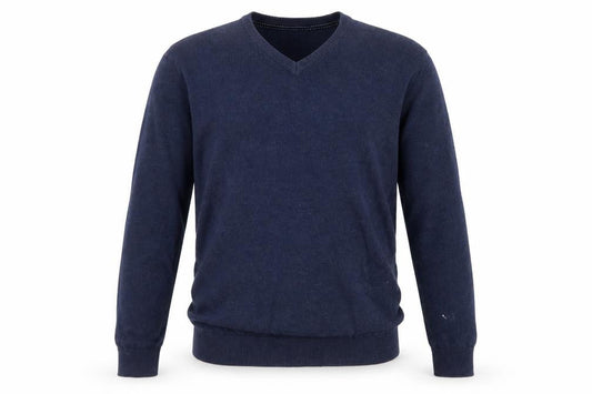 Sandstone Men's Blue Cotton V-Neck Jumper Size S