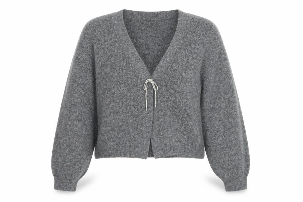 H&M Women’s Grey V-Neck Chunky Knit Cardigan Size 16 Relaxed Fit