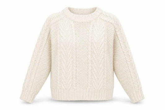 FatFace Women Ivory Cable Knit Crew Neck Wool Jumper Size 10
