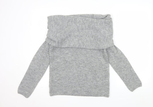 River Island Women Grey Off Shoulder Relaxed Jumper XS