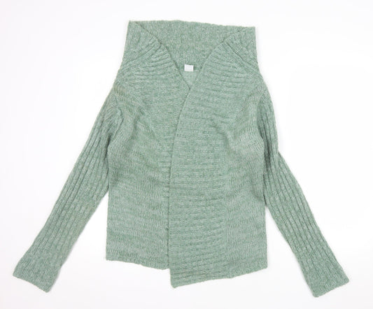 New Look Women's Green Chunky Knit Open Cardigan Size 14