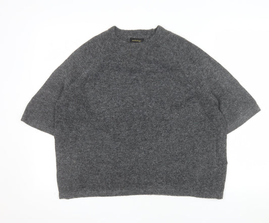 Anthology Women Grey Wool Blend Short Sleeve Pullover Jumper UK 8/10