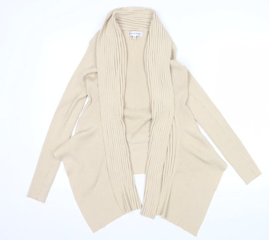 Gray & Osbourn Women's Beige Ribbed Long Sleeve Open Cardigan Size 12