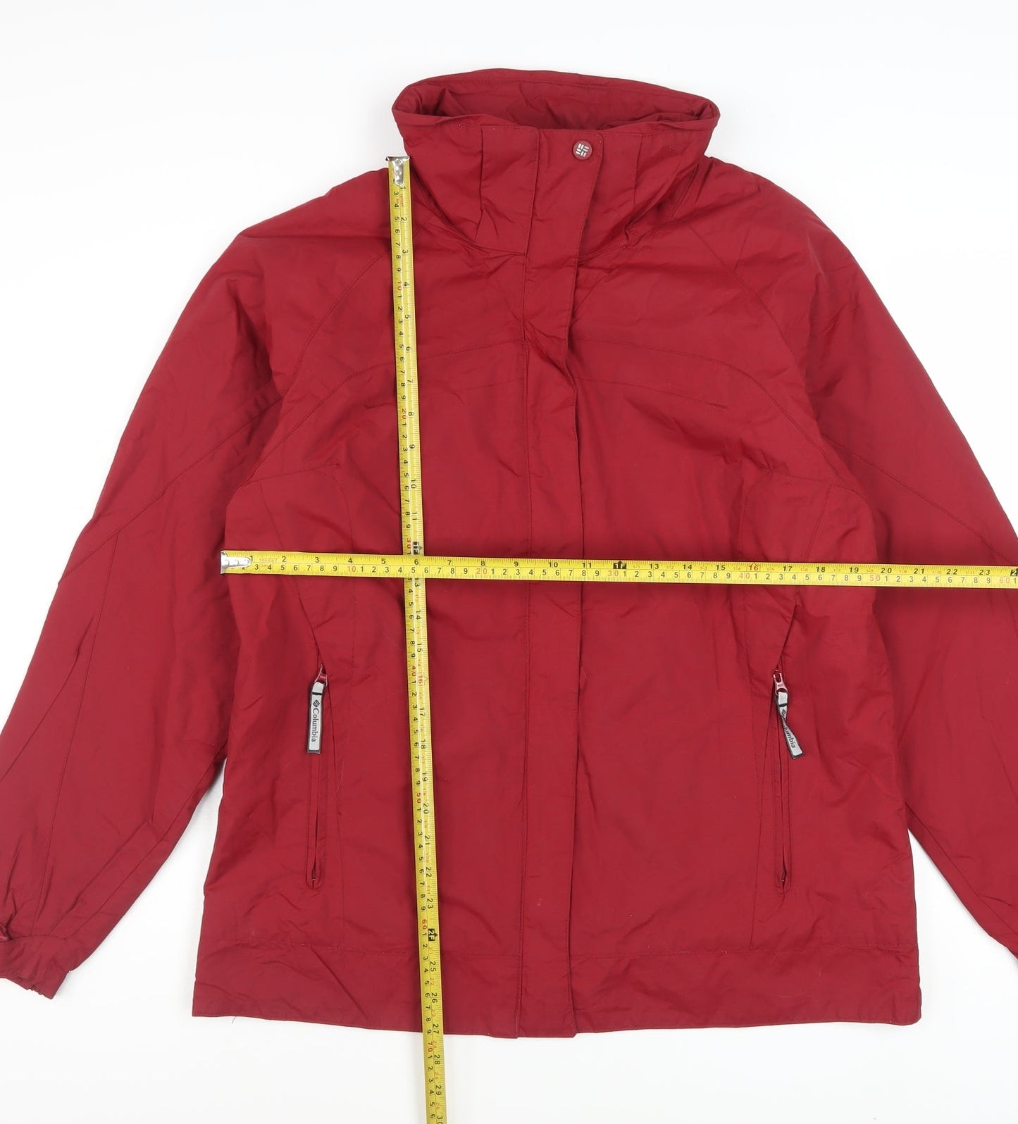 Columbia Men's Red L Hooded Parka Jacket Nylon Water Resistant