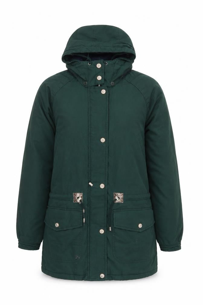 Faded Glory Women Green Parka Jacket Hooded Cotton Lined M