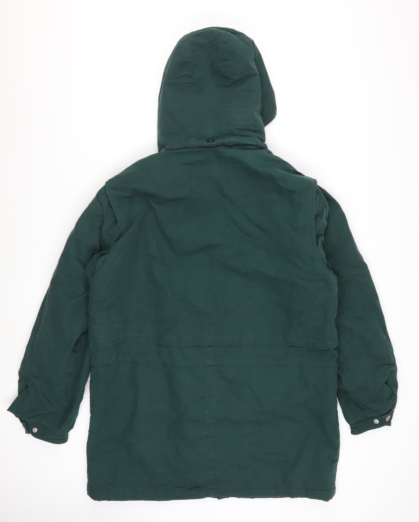 Faded Glory Women Green Parka Jacket Hooded Cotton Lined M