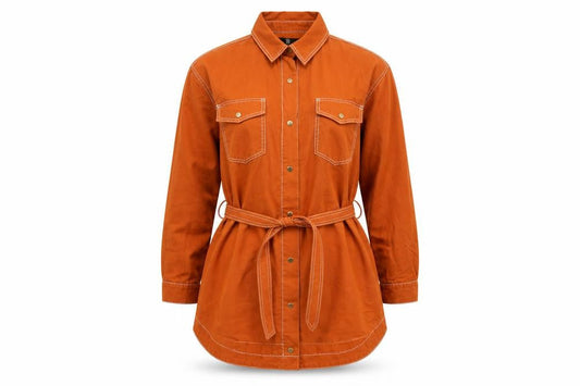 Missguided Women’s Orange Cotton Belted Shirt Dress Size 12