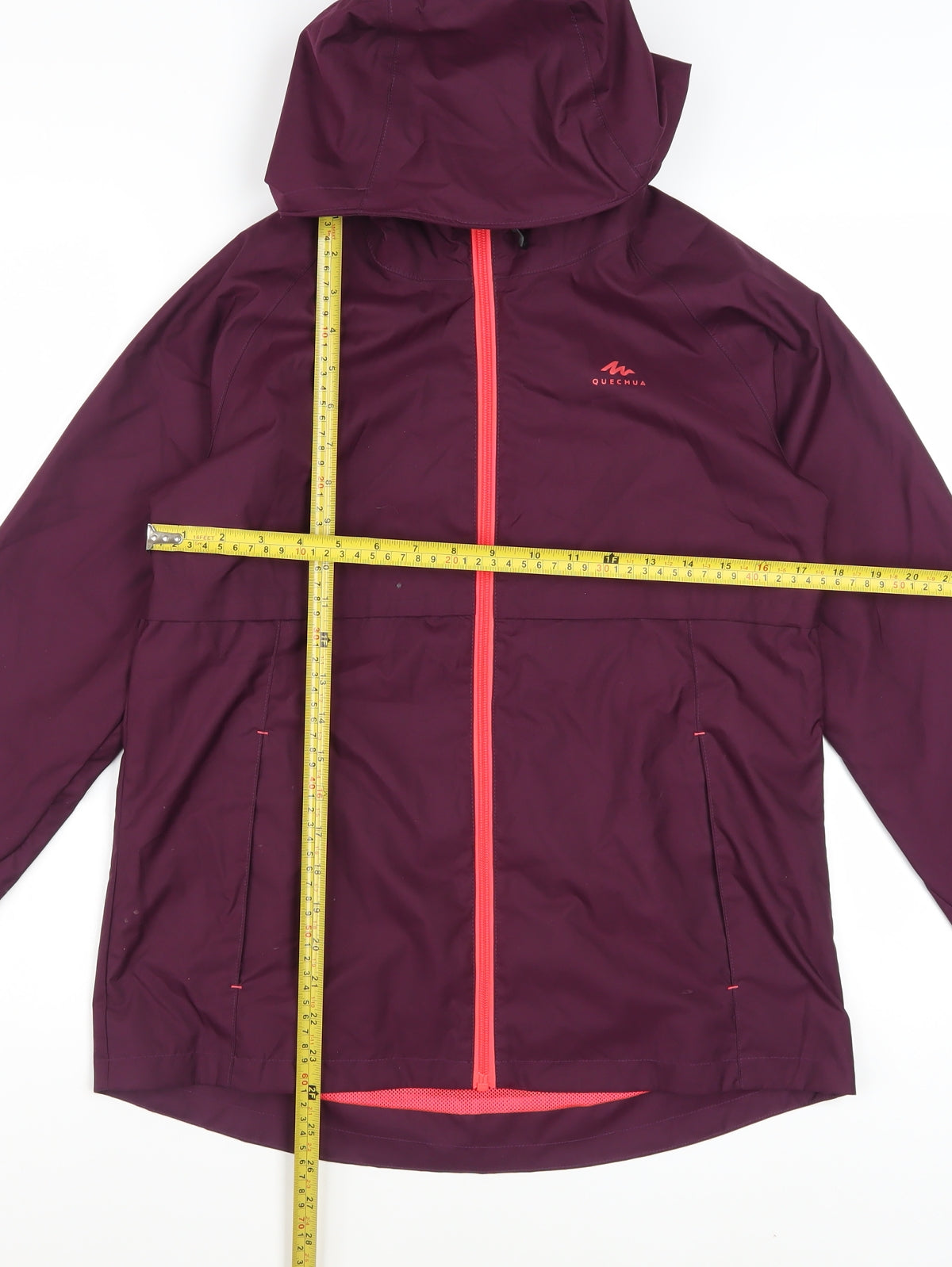 Quechua Girls Purple Waterproof Hooded Rain Coat Jacket 14-15 Years