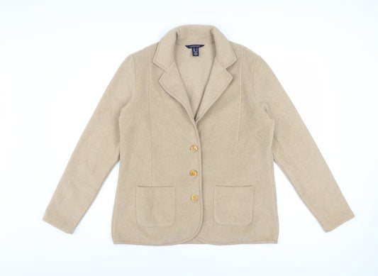 Lands' End Women's Beige Petite M Blazer Jacket with Buttons