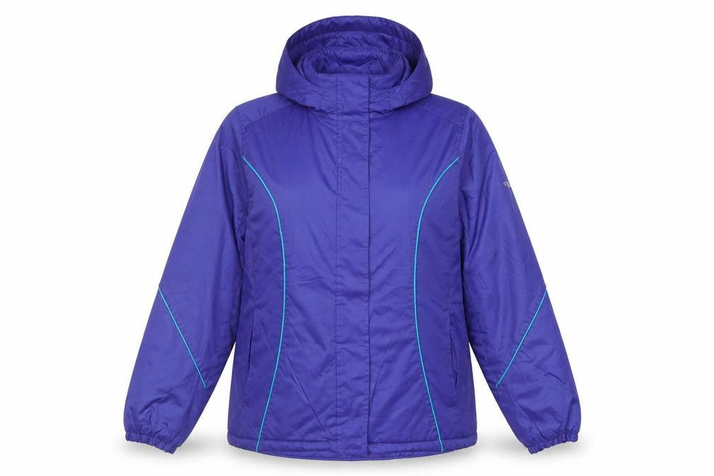 Athletic Works Womens Purple L Hooded Puffer Jacket Polyester