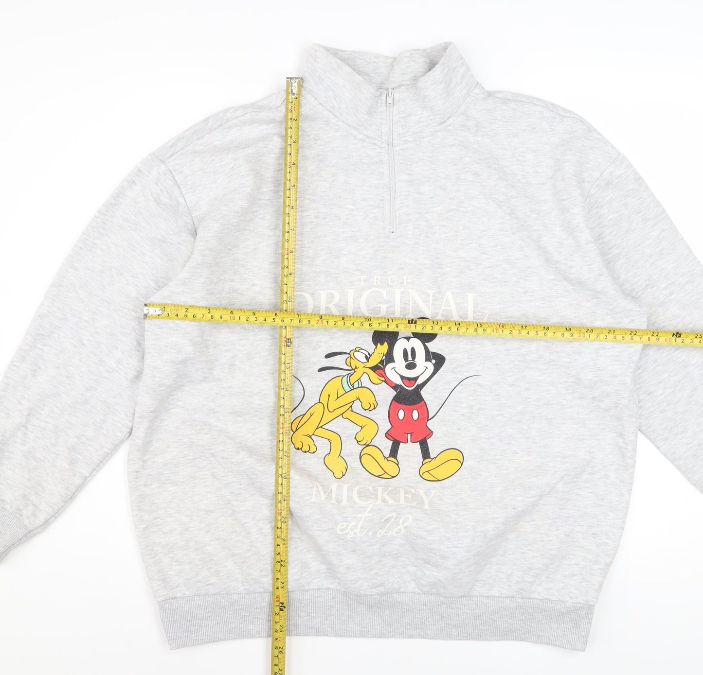 Disney Mickey & Friends Grey 1/4 Zip Sweatshirt Women L 16-18
