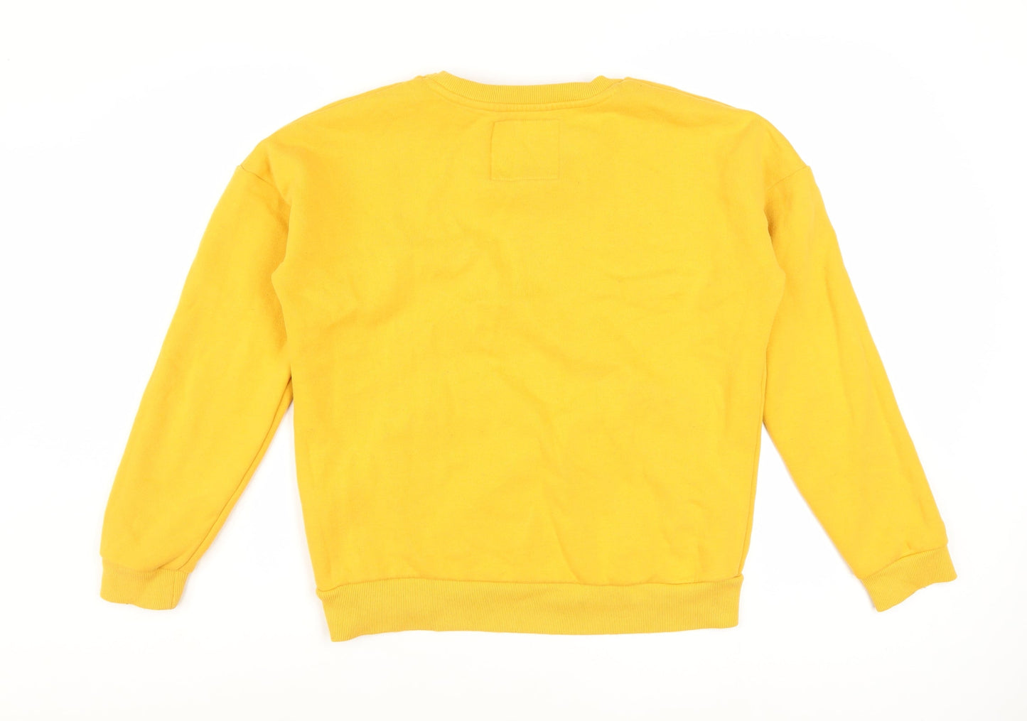 Superdry Womens Yellow Pullover Sweatshirt UK 12 Cotton Blend