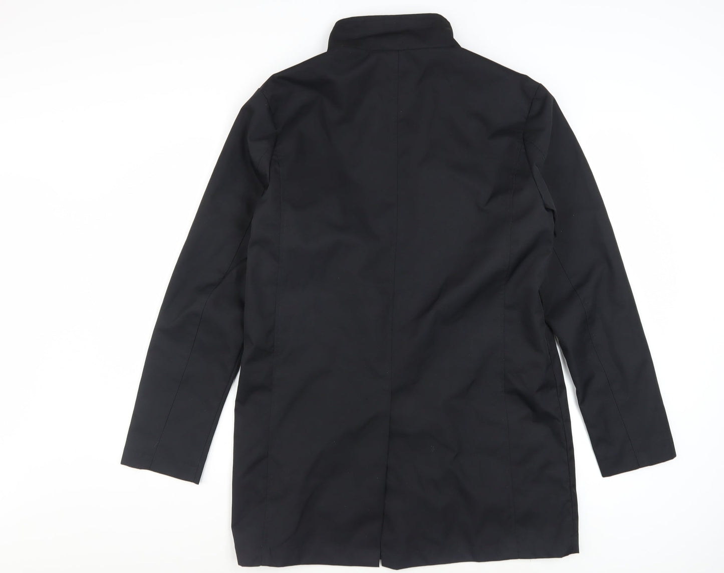 Brave Soul Men's Black Polyester Overcoat M Regular Fit Stand Collar