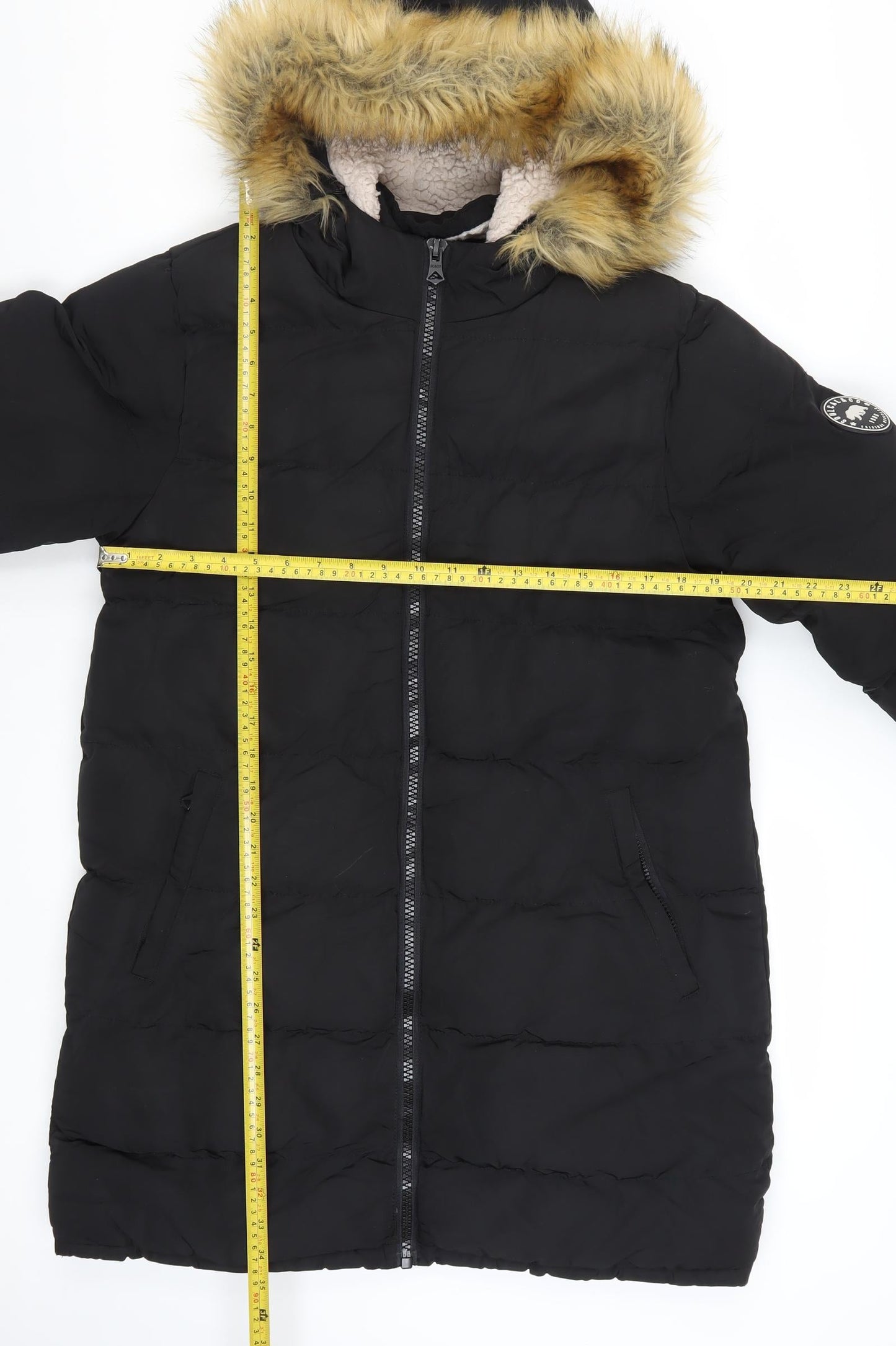SoulCal & Co Women’s Black Long Hooded Puffer Coat Size 12