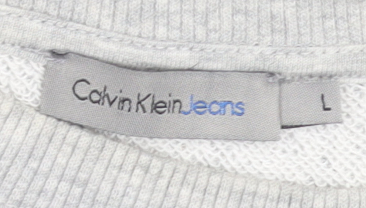 Calvin Klein Jeans Womens Grey Logo Pullover Sweatshirt Size L