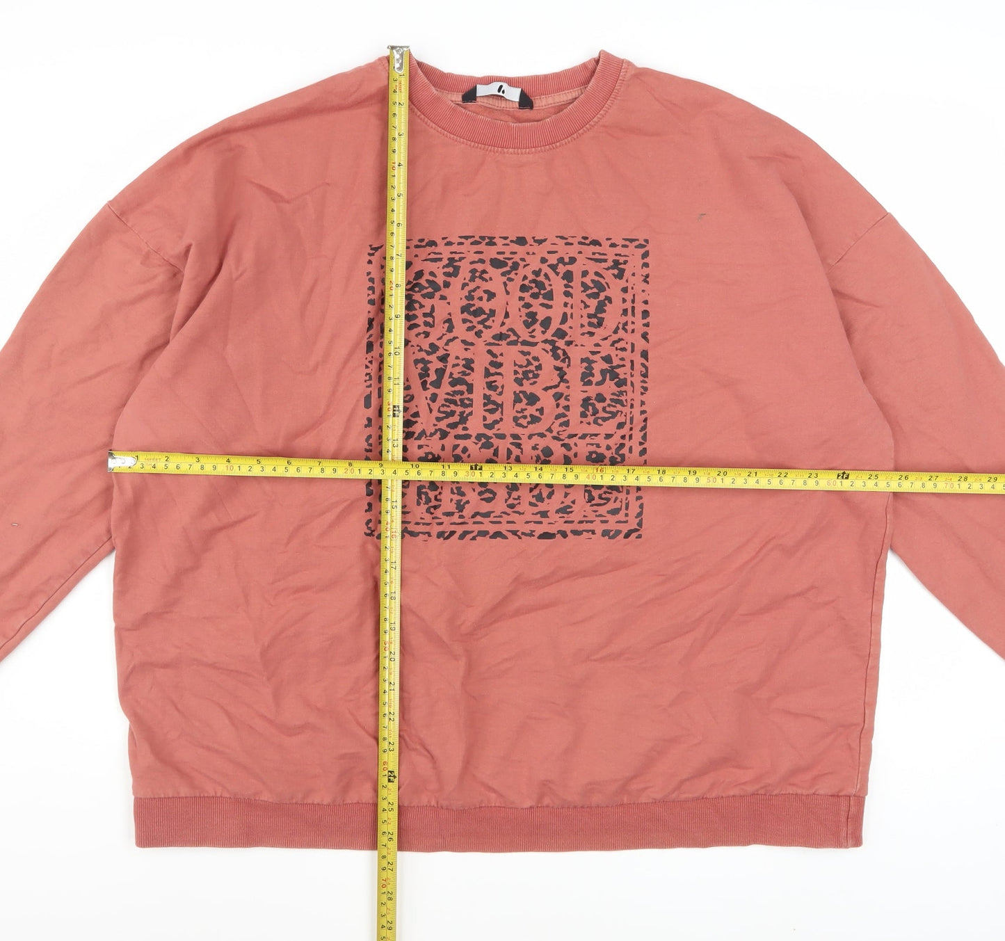 V by Very Womens Pink Graphic Pullover Sweatshirt Size 24 Cotton Blend