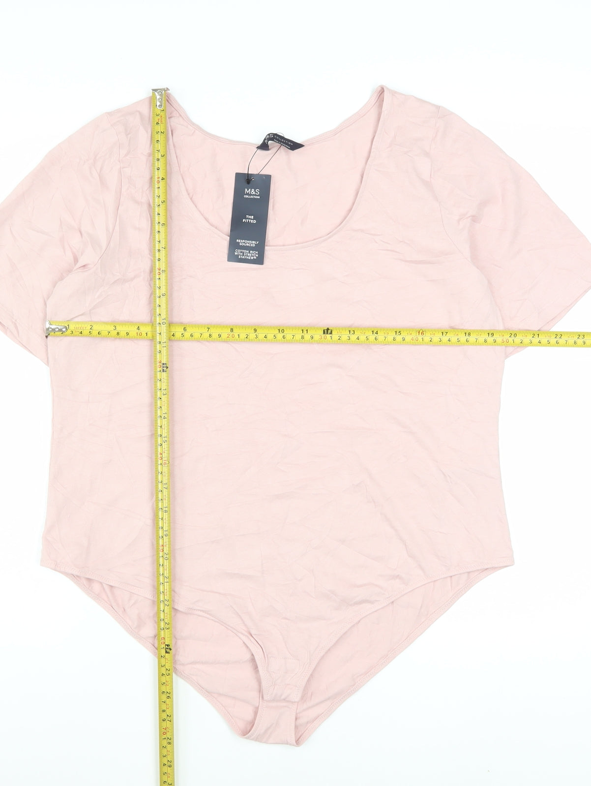 Marks and Spencer Women Pink Short Sleeve Jersey Bodysuit Size 22