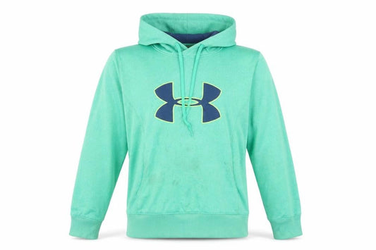 Under Armour Boys Green Pullover Hoodie Large ColdGear Logo Sweatshirt