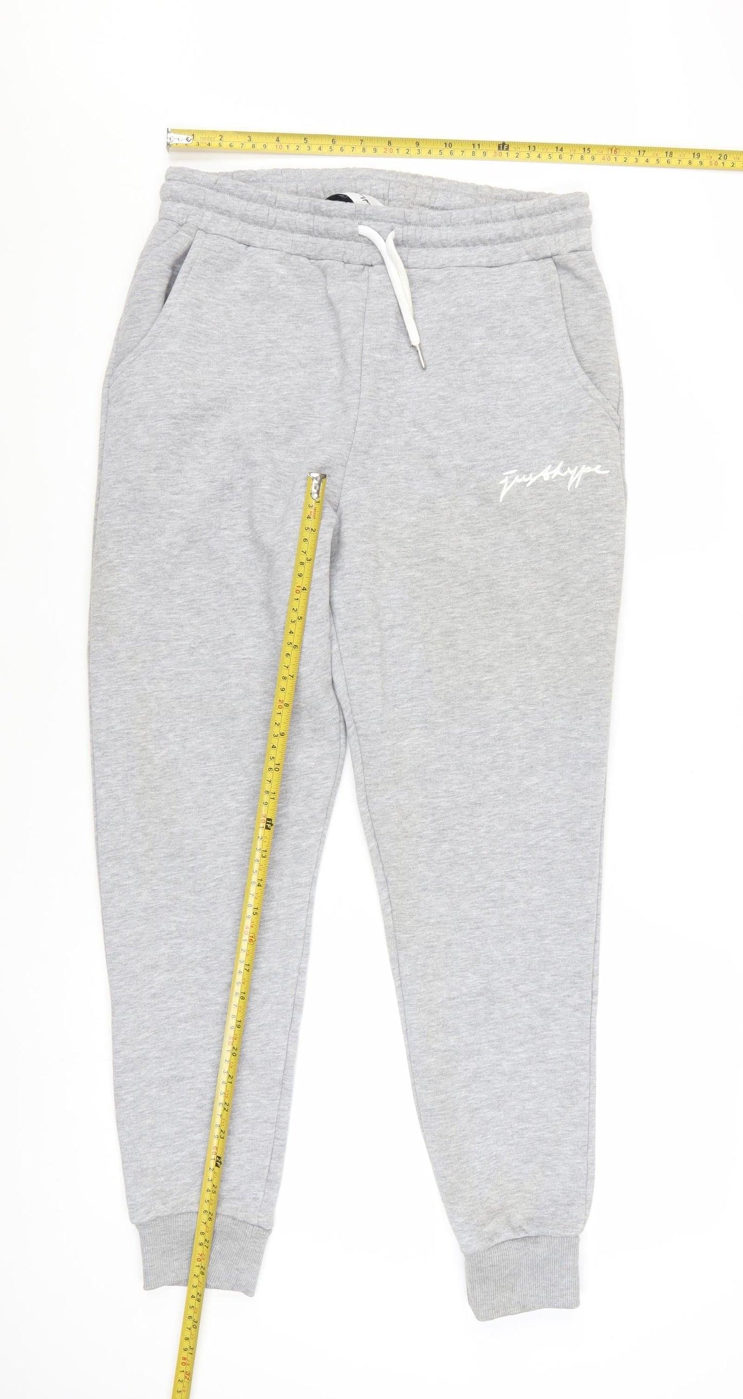 Hype Womens Grey Jogger Trousers Size 12 Regular Fit Logo Drawstring