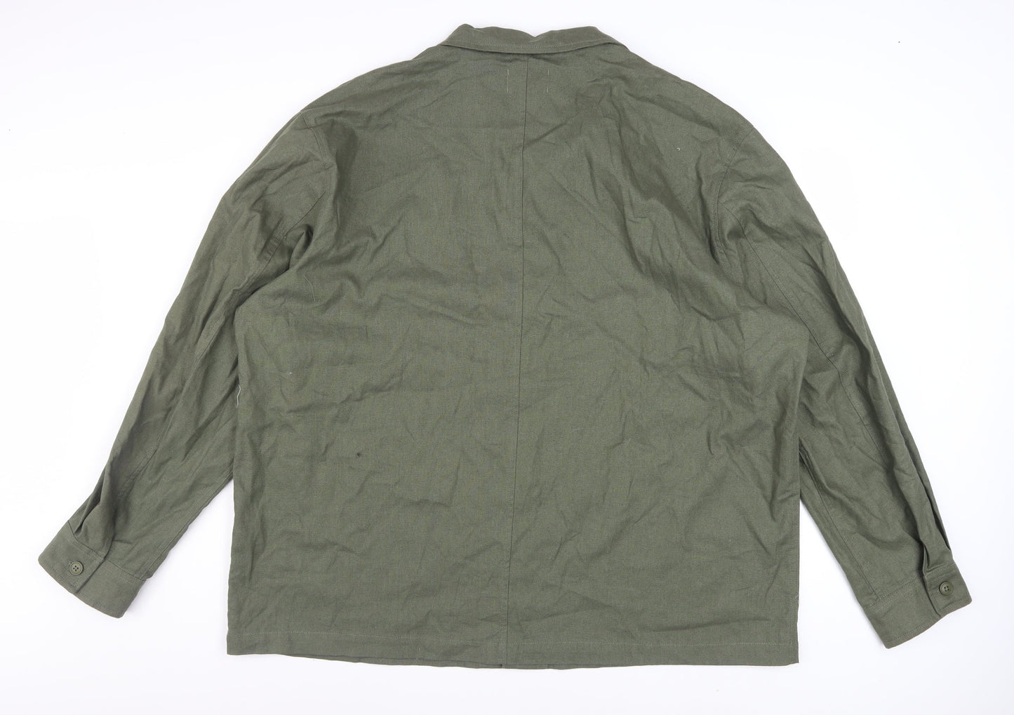 Tu Men's Green 2XL Linen Blend Long Sleeve Button-Up Shirt