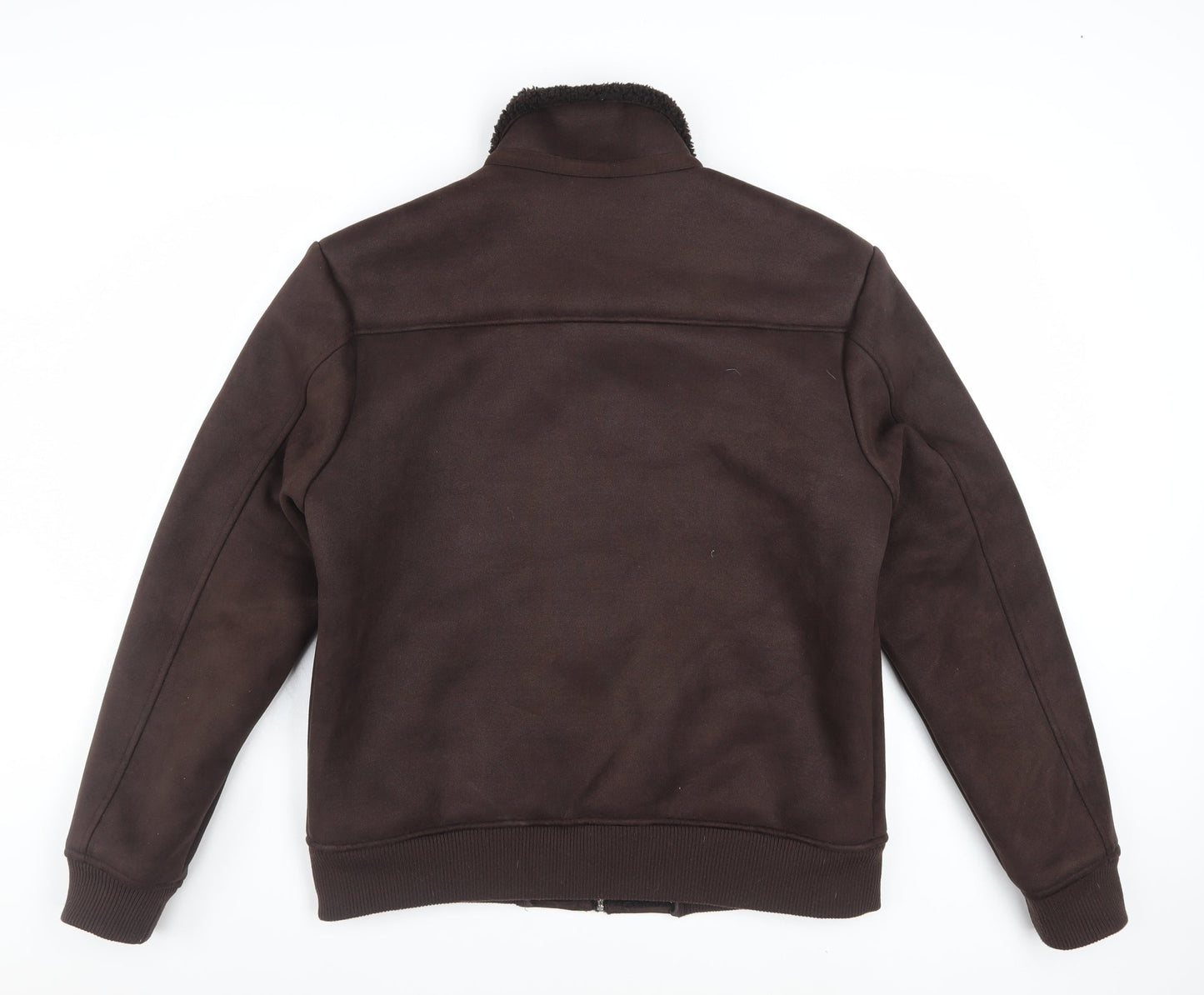 Next Men's Brown Bomber Jacket M Regular Fit Full Zip Polyester