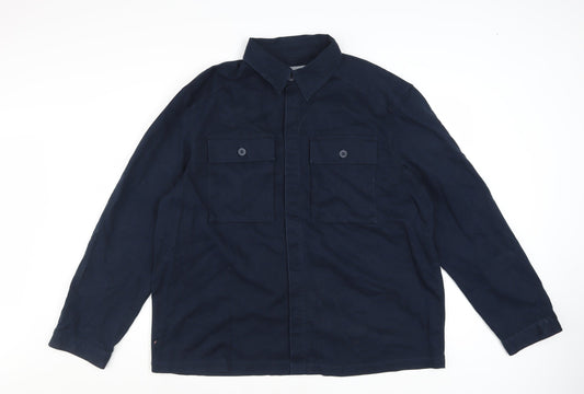 Tu Men's Blue XL Cotton Button-Up Long Sleeve Casual Shirt
