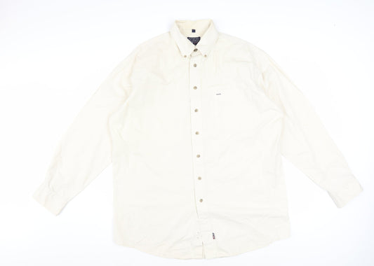 H.D.C Sports Men's Ivory Long Sleeve Button-Down Cotton Shirt Size 16.5