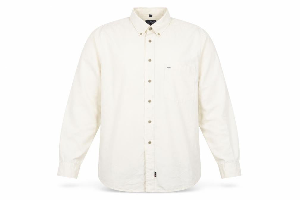 H.D.C Sports Men's Ivory Long Sleeve Button-Down Cotton Shirt Size 16.5