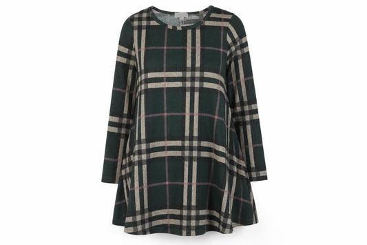 Apricot Women Green Check Shift Dress UK 8 Long Sleeve Casual