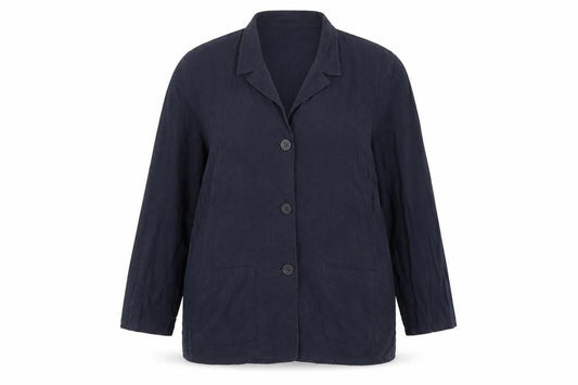 Marks and Spencer Women Blue Linen Blend Blazer Size 18 Classic Mid-Length