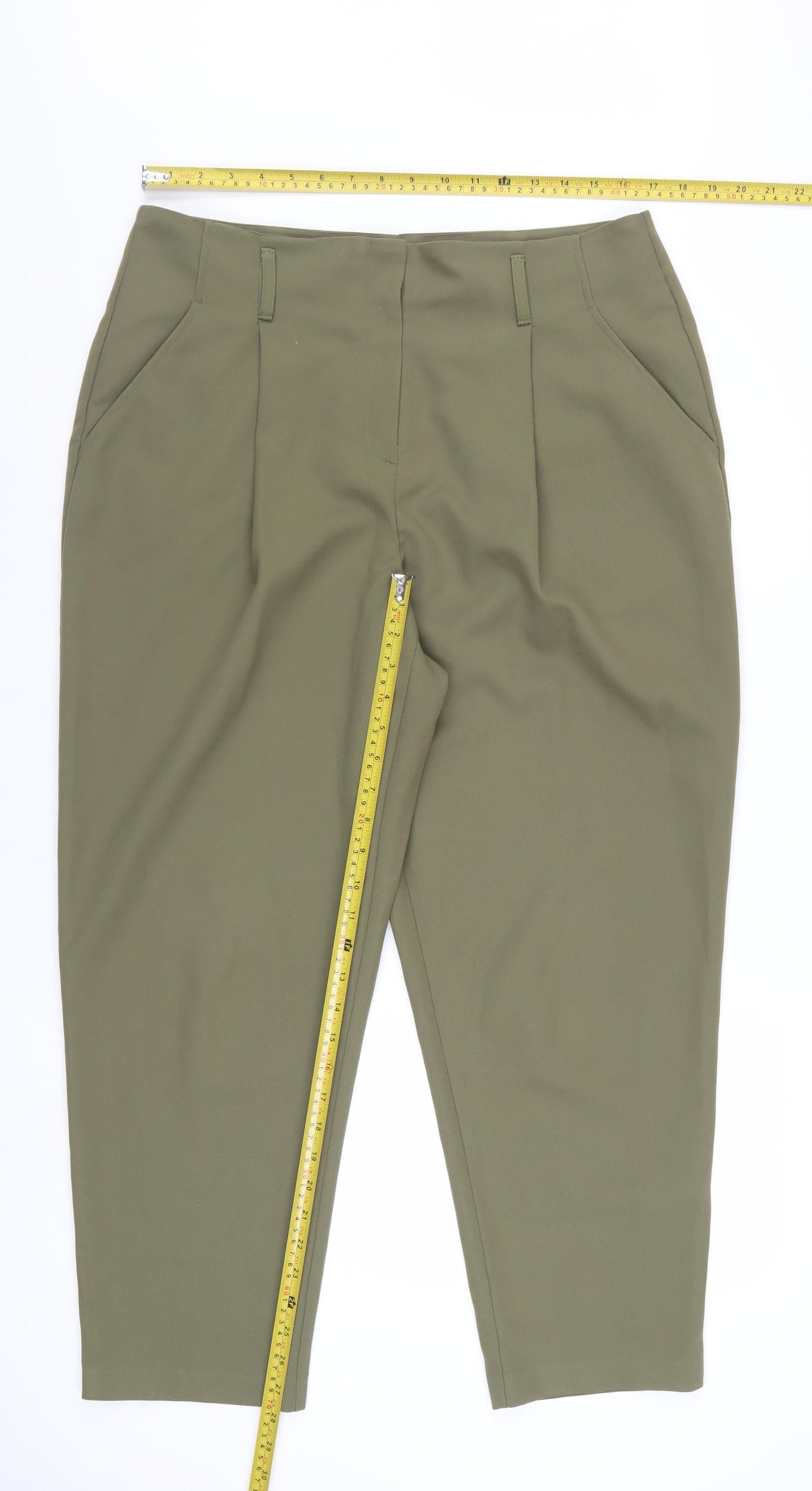 New Look Women’s Green Tall Size 16 Pleated Chino Trousers
