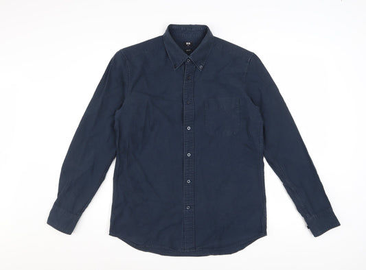 Uniqlo Men’s Blue Cotton Long Sleeve Button-Down Shirt M